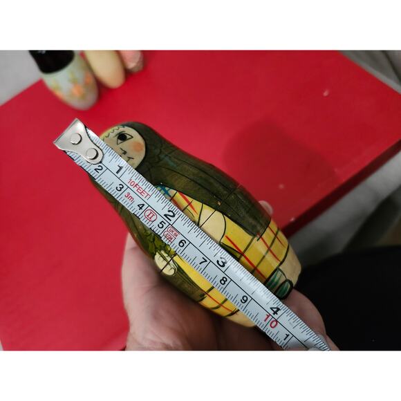 Vintage set 5 Russian Nesting Dolls Unique Artsy Asian Floral Design - Picture 5 of 6